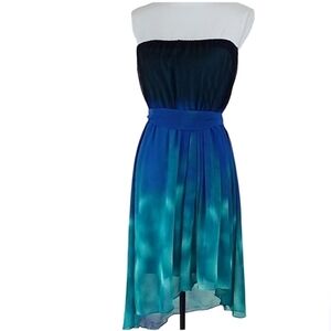 Max & Cleo~Size S~Blue/Green Asymmetric Dress NWT.